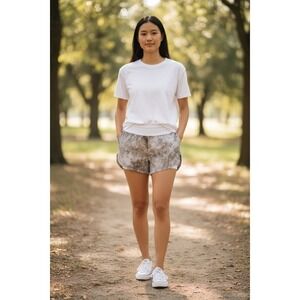 Nike Women Running Shorts Trail Print‎ White Waistband Size S